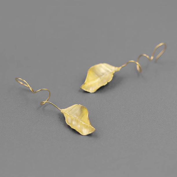 925 Sterling Silver Autumn Leaf Earrings - Elegant Nature-Inspired Design-the-taste.com