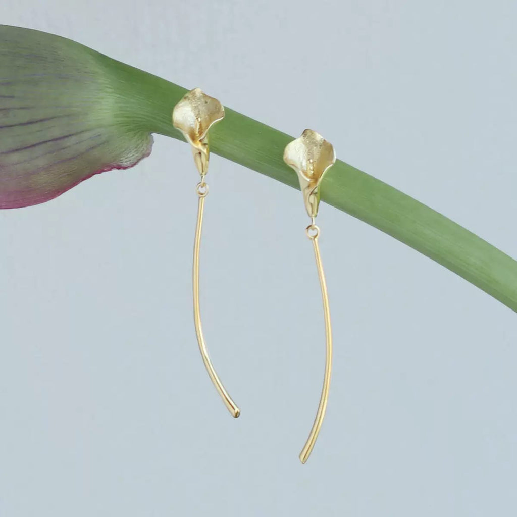 925 Sterling Silver Calla Lily Drop Dangle Earrings Elegant Floral Long Statement-the-taste.com