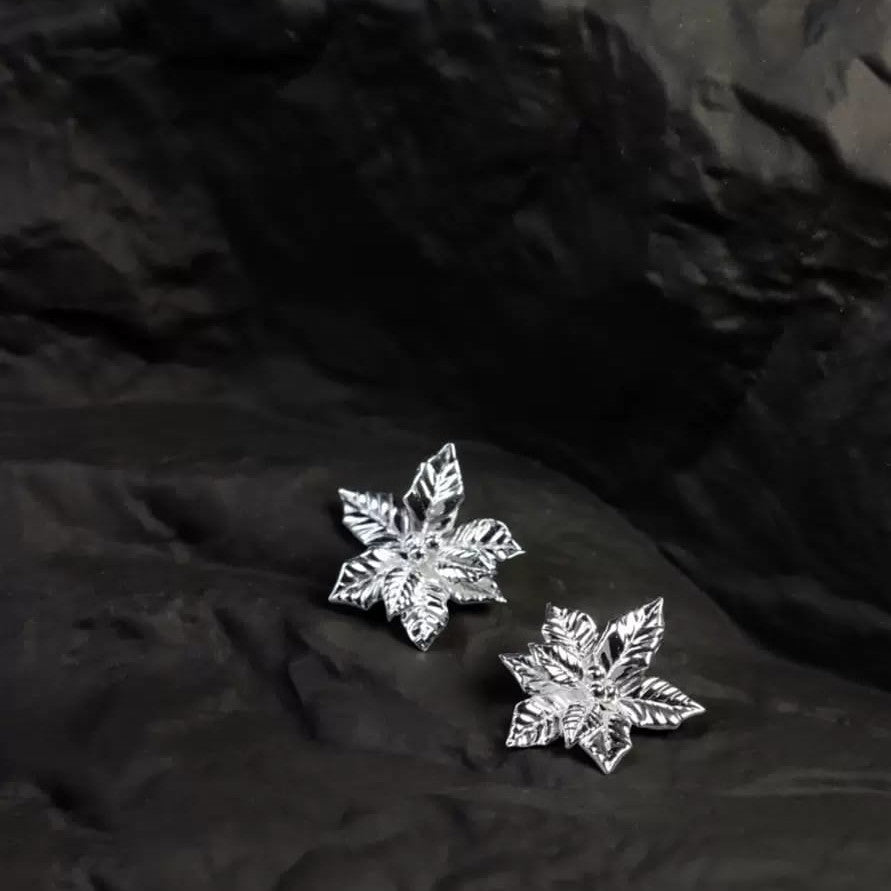 925 Sterling Silver Christmas Flower Earrings - Festive Holiday Jewelry-the-taste.com