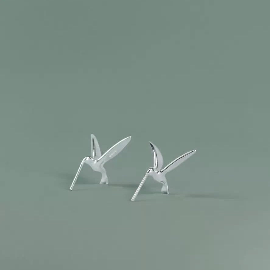 925 Sterling Silver Dainty Hummingbird Stud Earrings Bird Nature Jewelry Gift Women-the-taste.com
