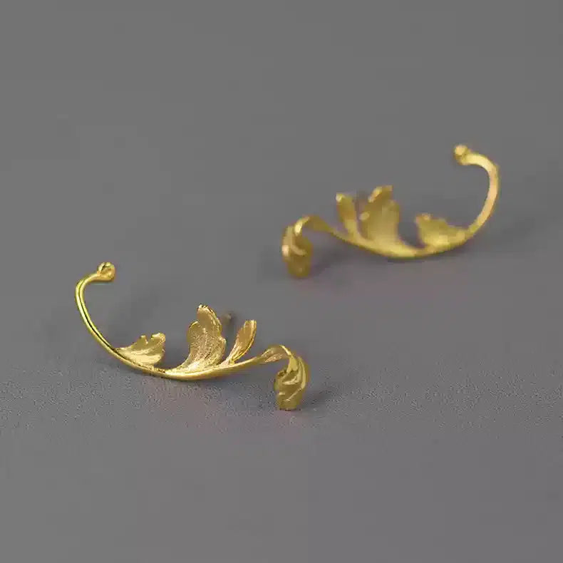 925 Sterling Silver Leaf Ear Climber Crawler Earrings Nature Inspired Elegant Jewelry-the-taste.com