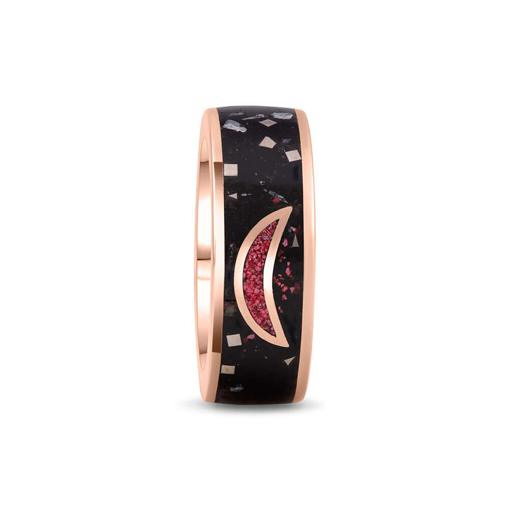 EHD - MOON DARK DANCER Ring Rose Gold | Moonstone Cinnabar Shungite Neodymium Magnetic-the-taste.com