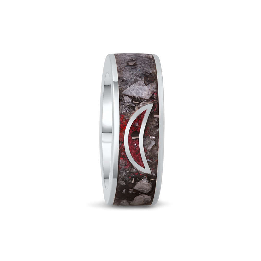 EHD - MOON LIGHT DANCER - Ring White Gold | Moonstone Cinnabar Shungite Neodymium Magnetic-the-taste.com