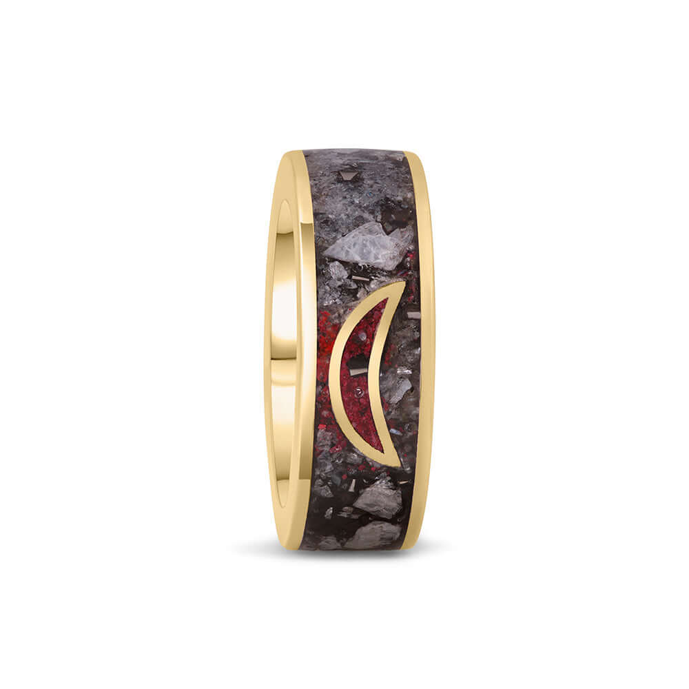 EHD - MOON LIGHT DANCER - Ring Yellow Gold | Moonstone Cinnabar Shungite Neodymium Magnetic-the-taste.com