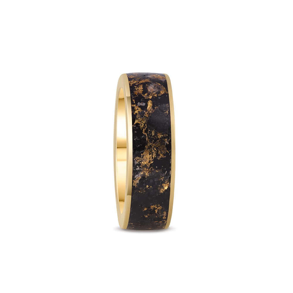 EHD - PENTA - Ring Yellow Gold | Graphene Shungite 24K Gold Neodymium Magnetic-the-taste.com