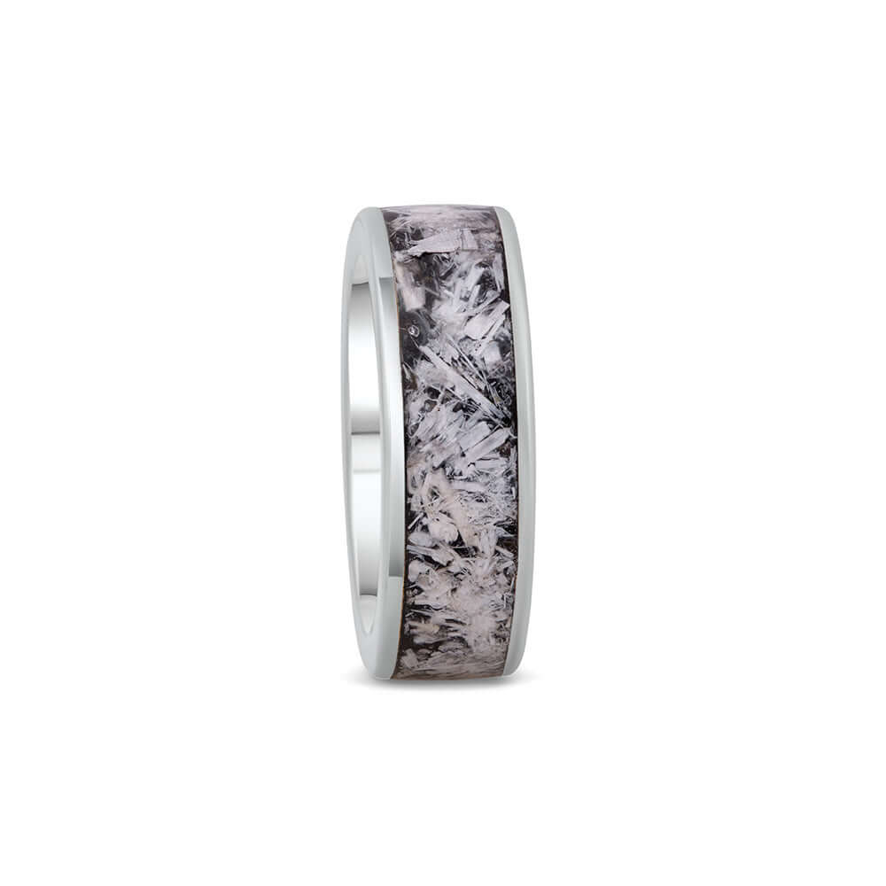 BRIGHT GODDESS | Selenite Shungite Neodymium Magnet Ring 925 Sterling Silver