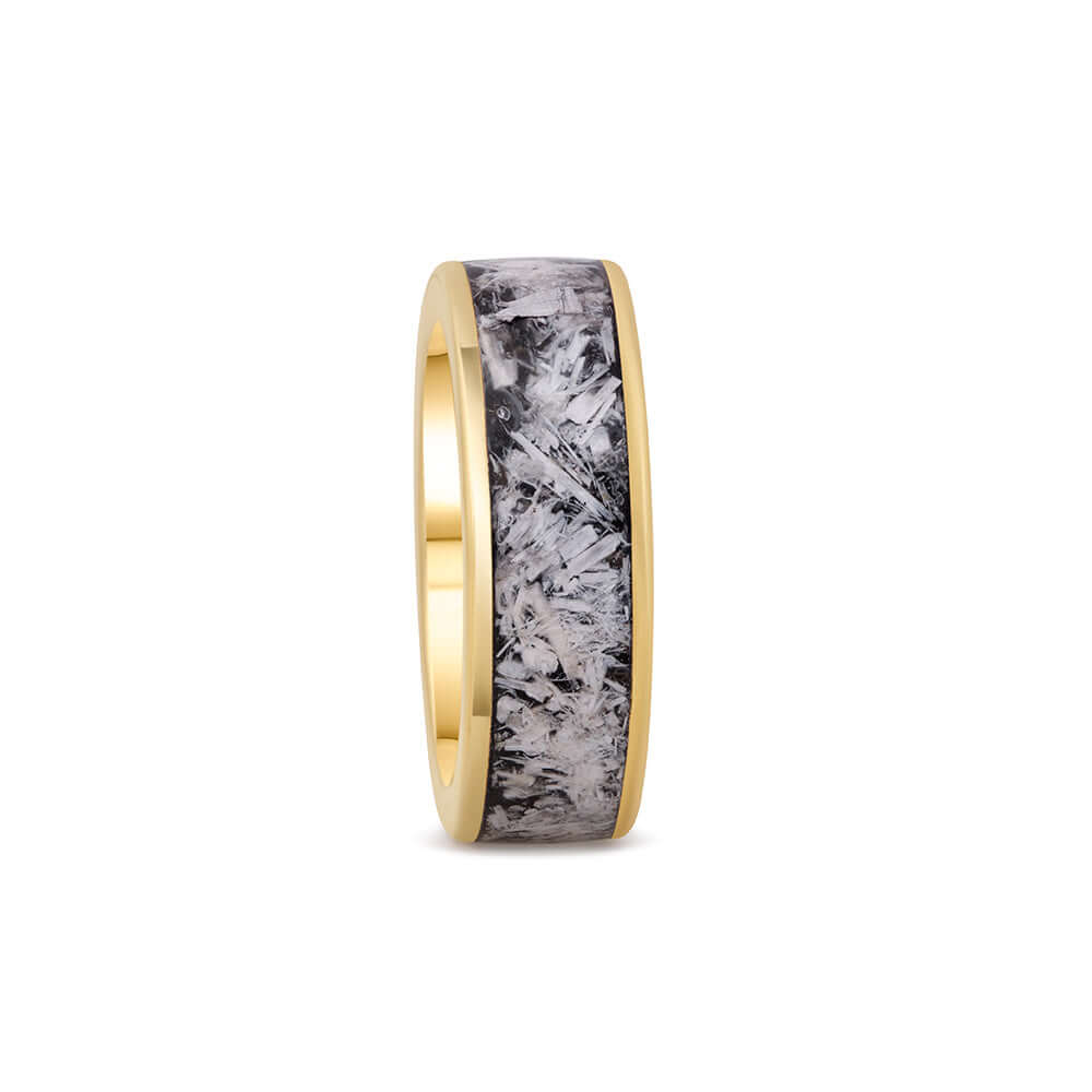 BRIGHT GODDESS | Selenite Shungite Neodymium Magnet Ring Yellow Gold